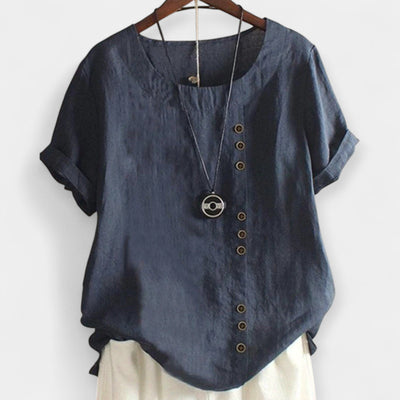 Blouse with buttons and short sleeves