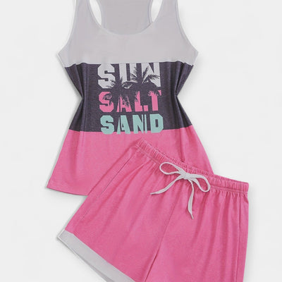 Summer palm tree shirt and shorts set