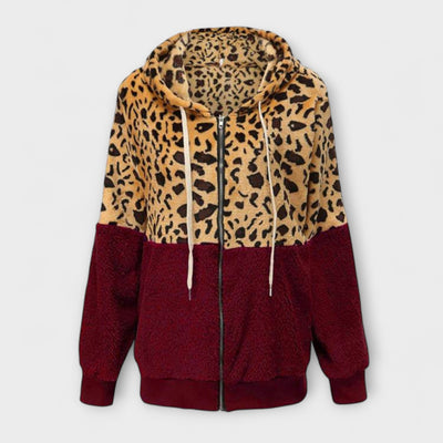 Leopard print fleece hoodie
