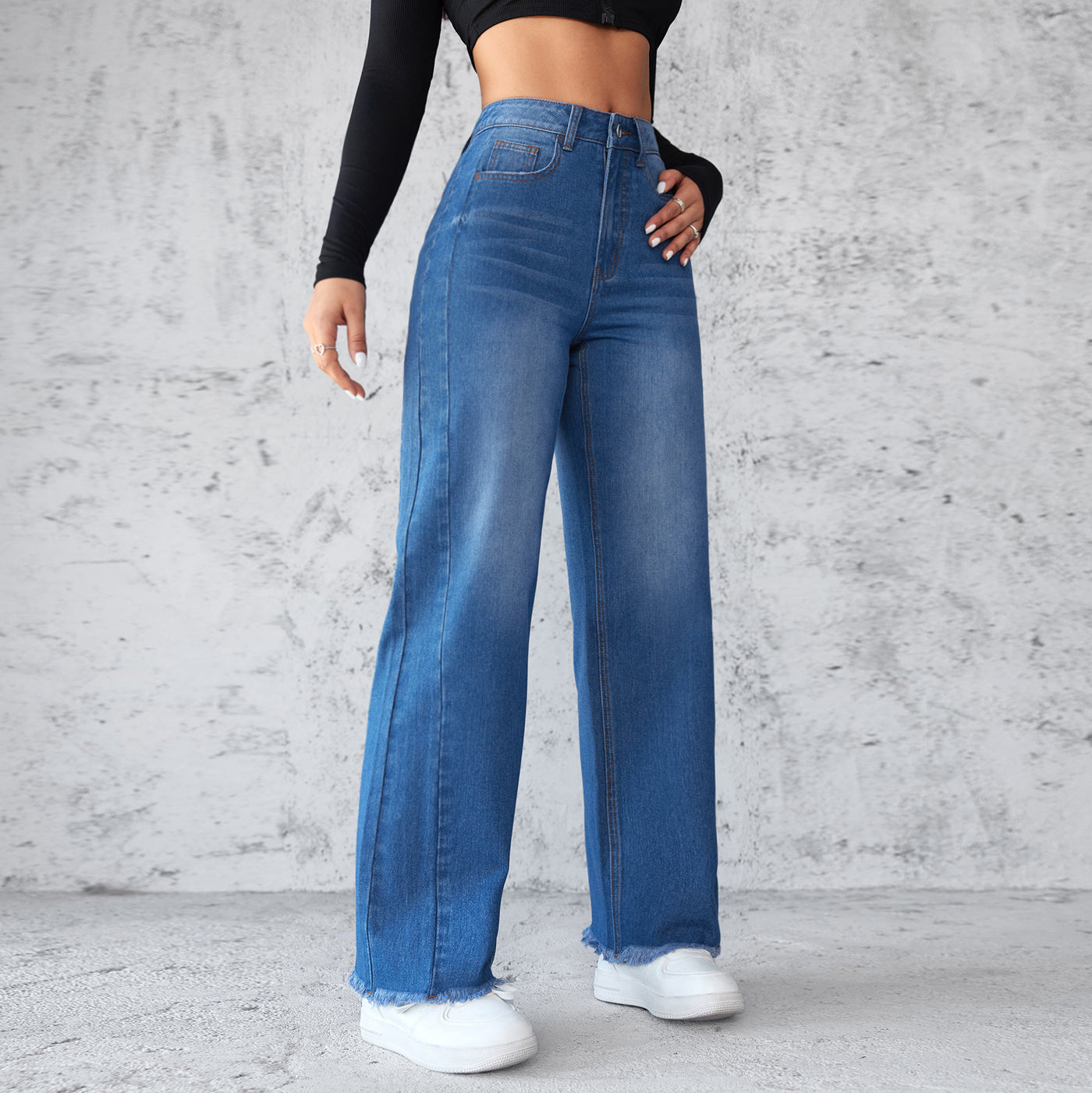 High-rise jeans with wide legs