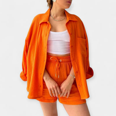 Two-tone summer top-shorts set