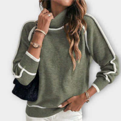 Luxurious olive knitted sweater