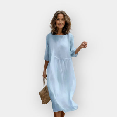 A dress with flattering coverage in the tummy area