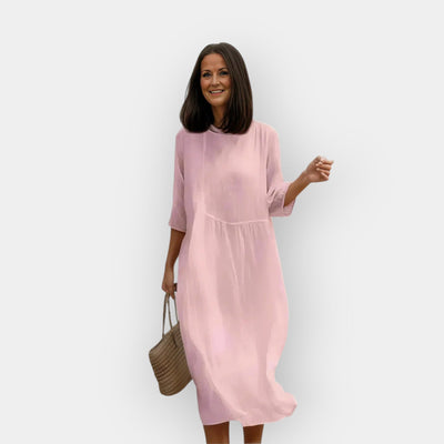 A dress with flattering coverage in the tummy area