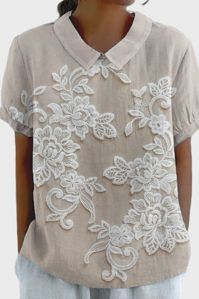 Shirt with a lily collar