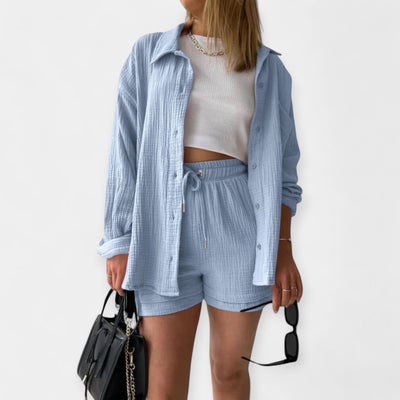 Two-tone summer top-shorts set