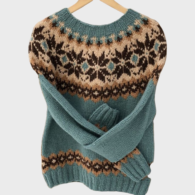 Retro-inspired knitted turtleneck sweater