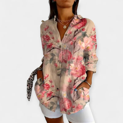 Shirt with buttons and floral print