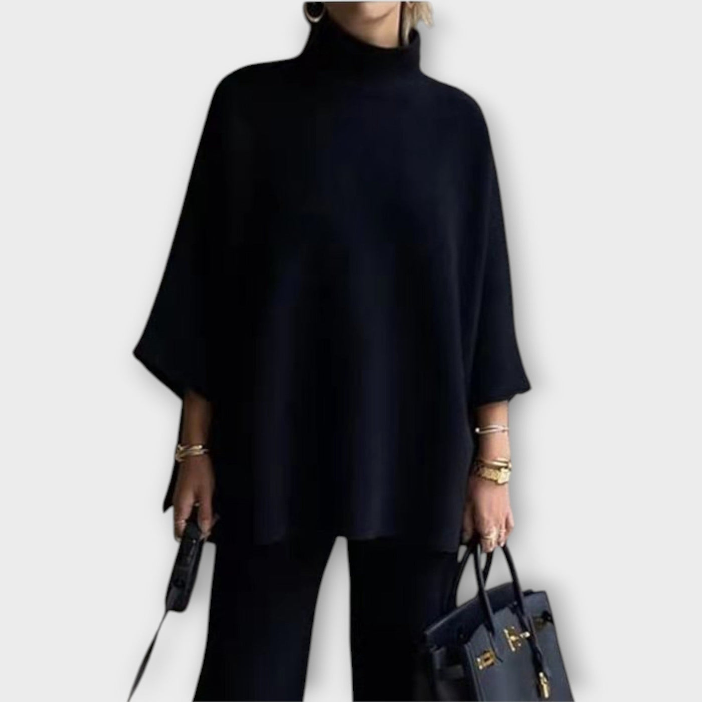 Knitted set with a loose fit and high neckline