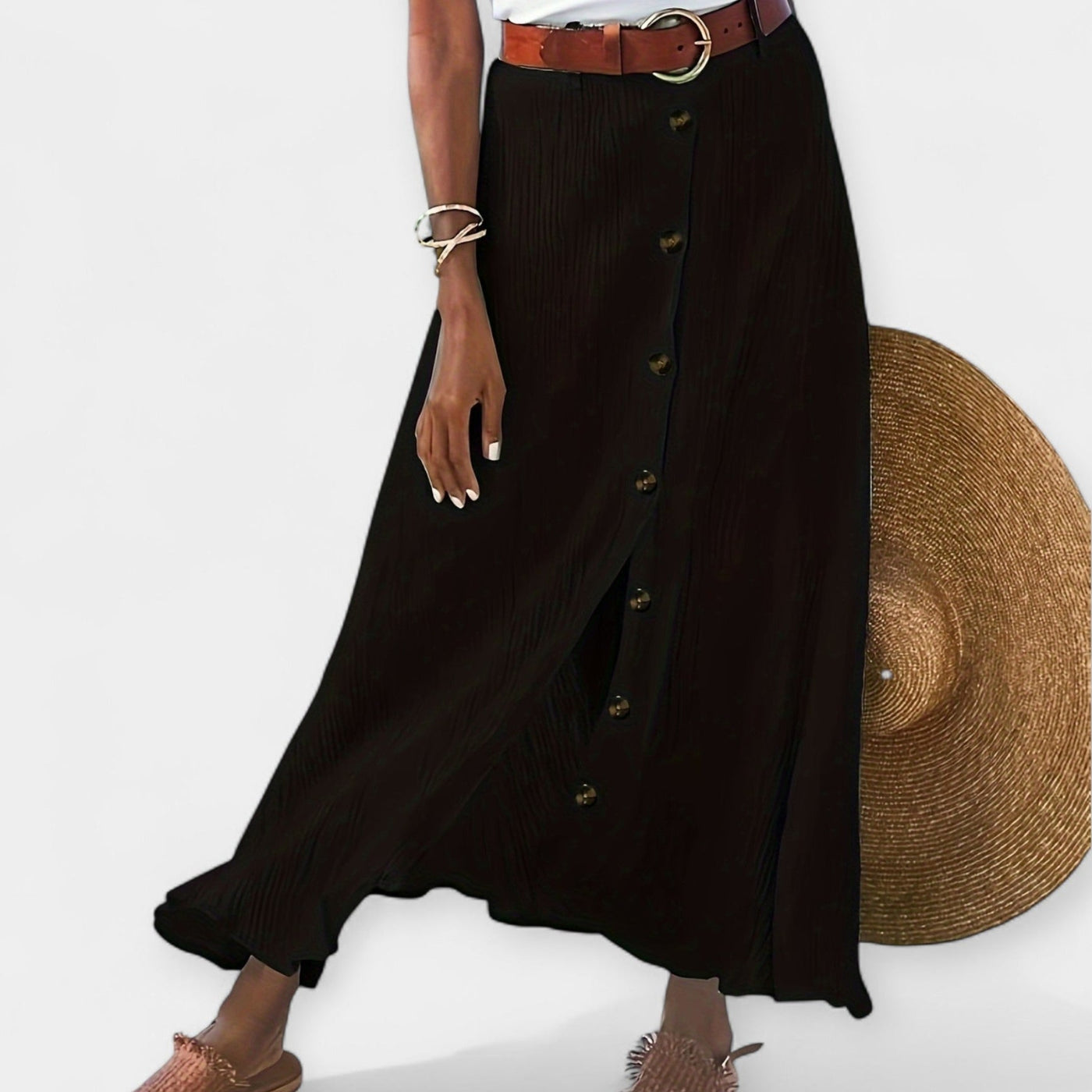 Sheer midi skirt with ripped detail