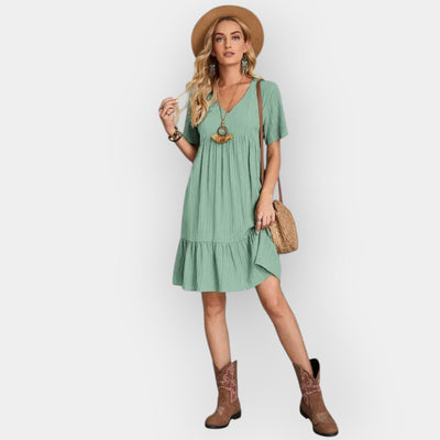 Midi dress with V-neck