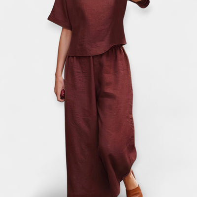 Airy short-sleeved trouser set