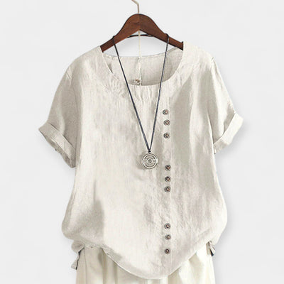 Blouse with buttons and short sleeves