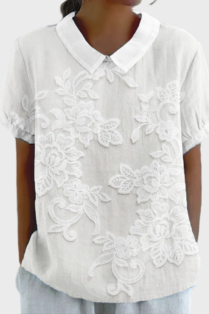 Shirt with a lily collar