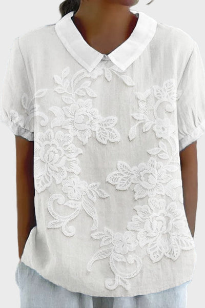 Shirt with a lily collar