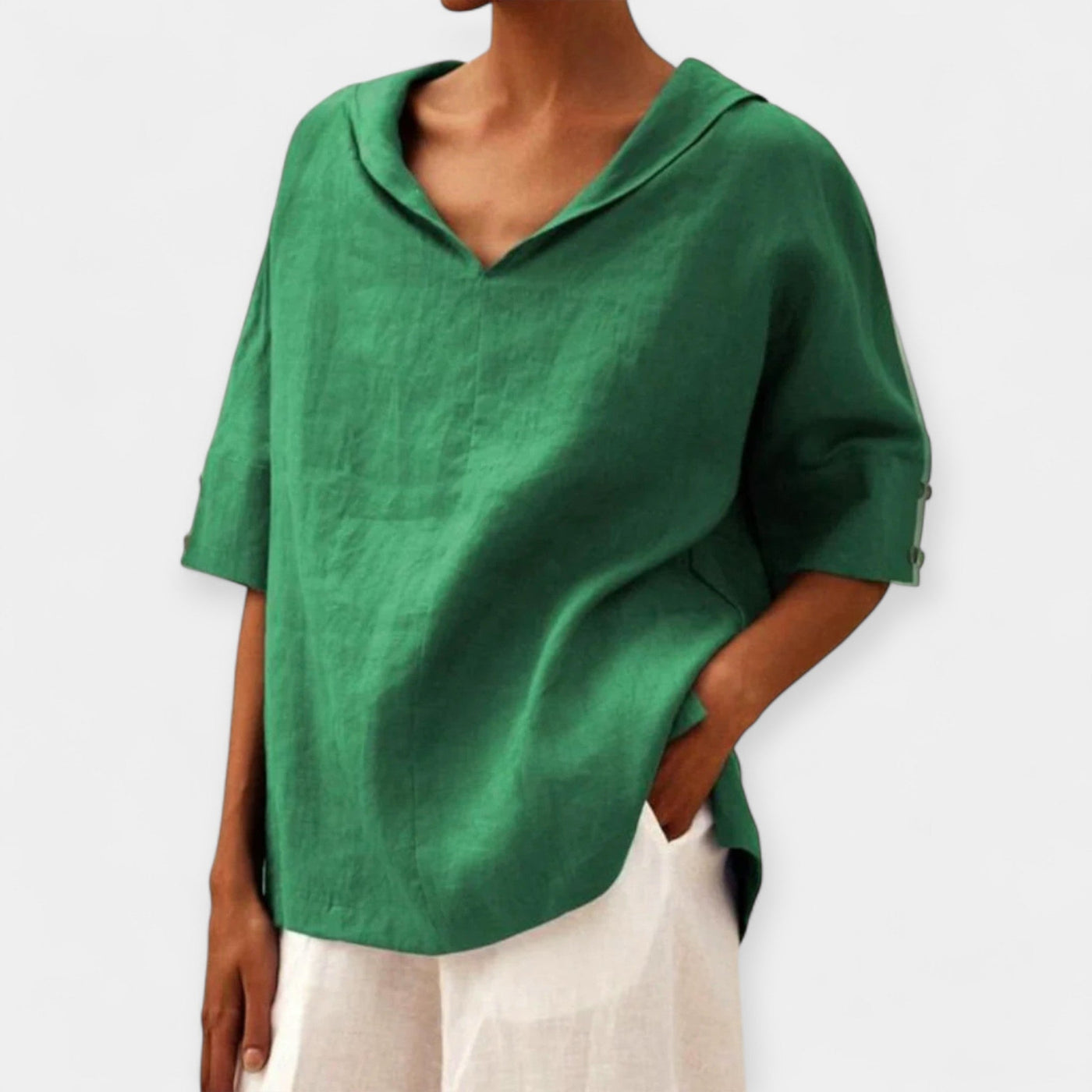 Loose-fitting linen blouse