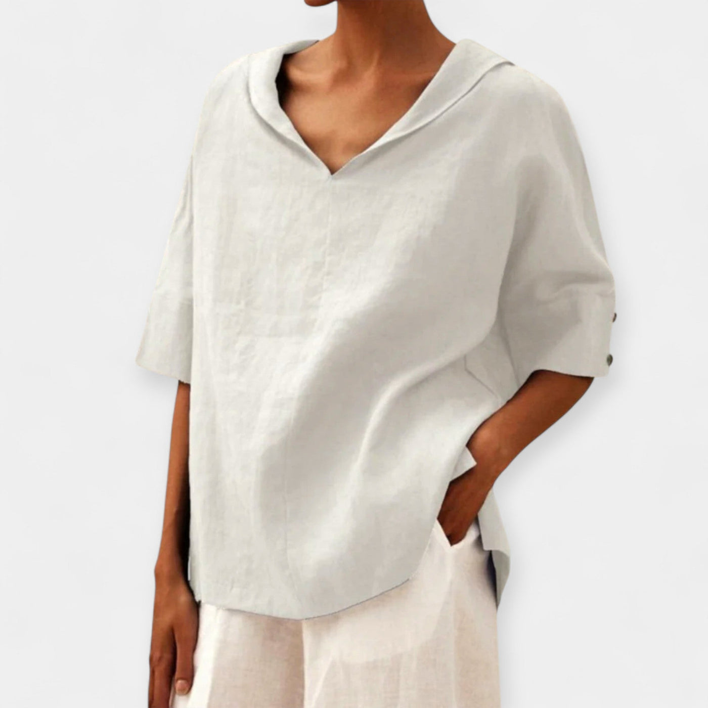 Loose-fitting linen blouse