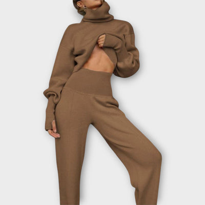 Knitted set with a high neckline and a loose fit