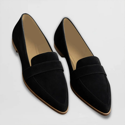 Sleek Suede-Look Pointed-Toe Loafer Flats