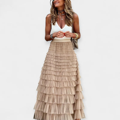Boho skirt with mesh trim