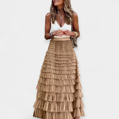 Boho skirt with mesh trim