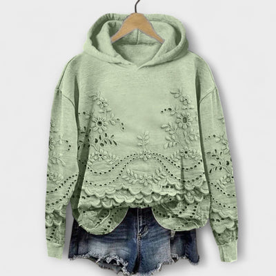 Vintage floral print hooded sweatshirt
