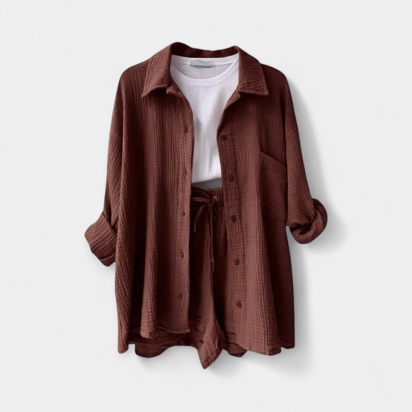 Two-tone summer top-shorts set