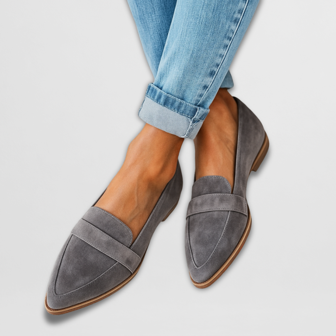 Chic Pointed-Toe Suede-Look Loafers