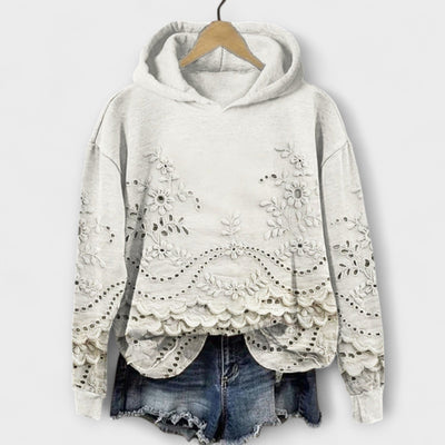 Vintage floral print hooded sweatshirt