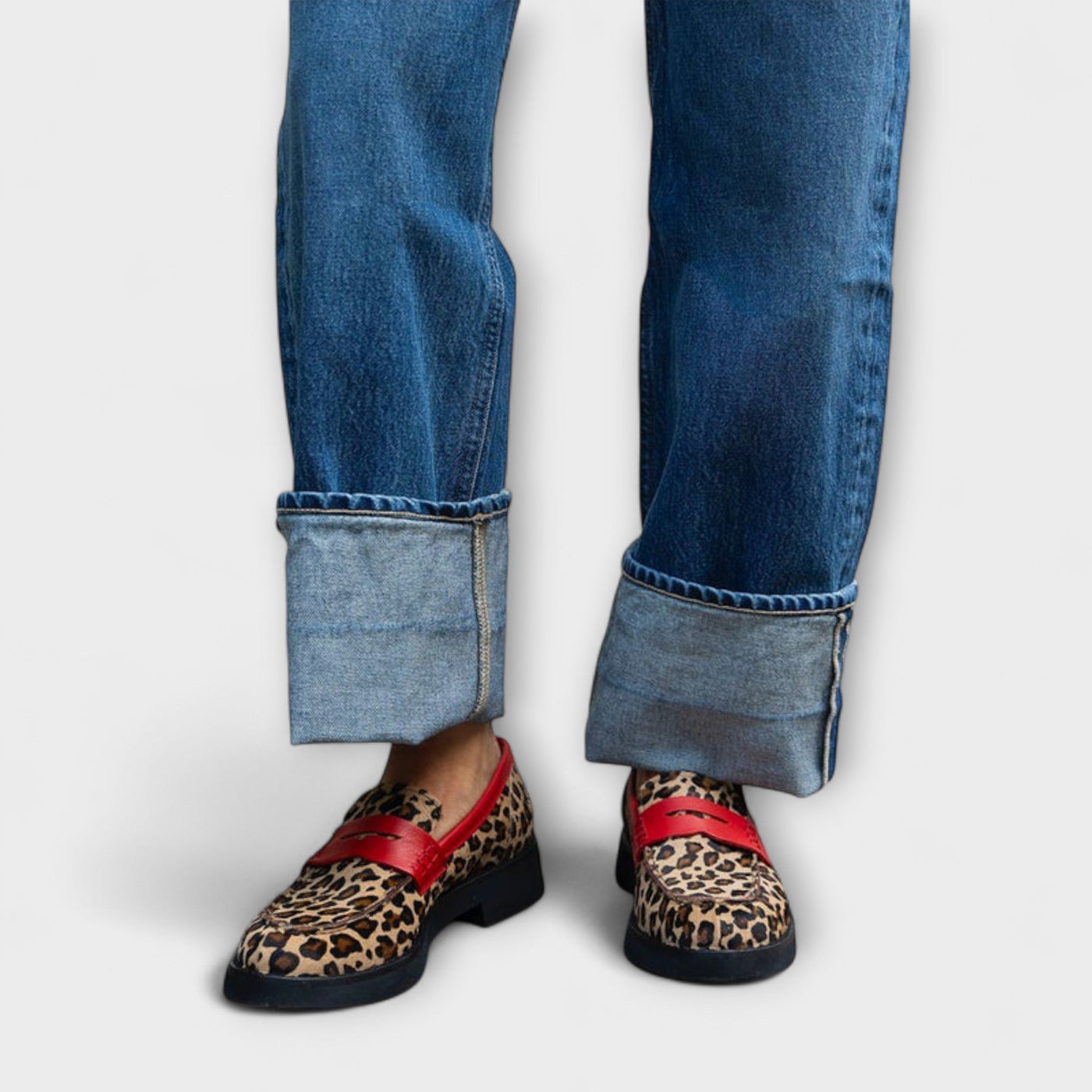 Bold leopard print loafers