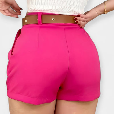 High-waisted pleated shorts