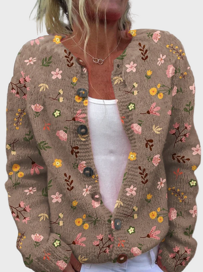 Knitted vest with floral pattern