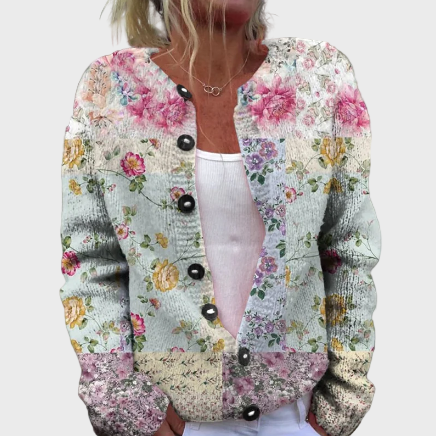 Knitted vest with floral pattern