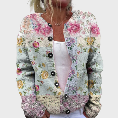 Knitted vest with floral pattern