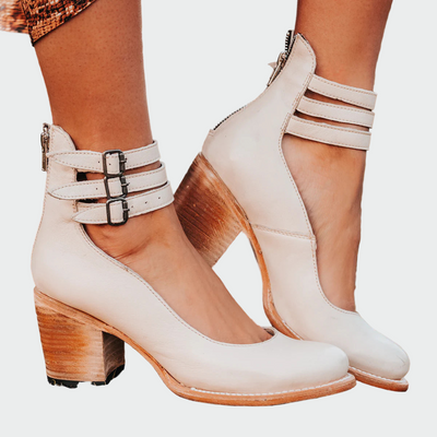 Strapped chunky heels