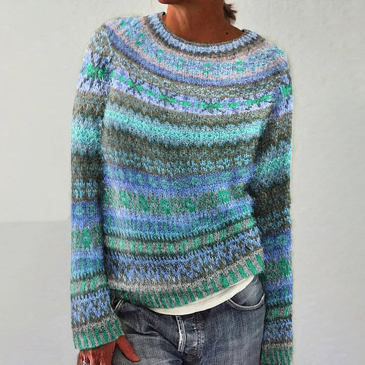 Knitted sweater with geometric patterns