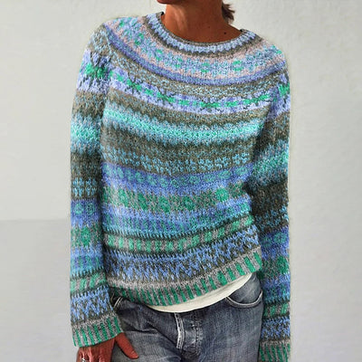 Knitted sweater with geometric patterns