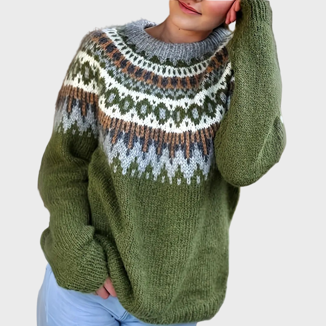 Soft knitted high-neck sweater with pattern