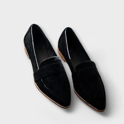 Sleek Suede-Look Pointed-Toe Loafer Flats