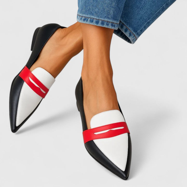 Vibrant color-block mocassins