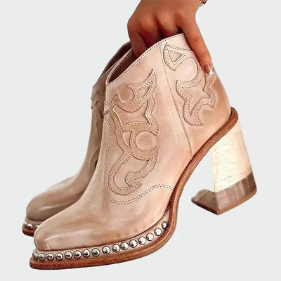 Embroidered leather boots