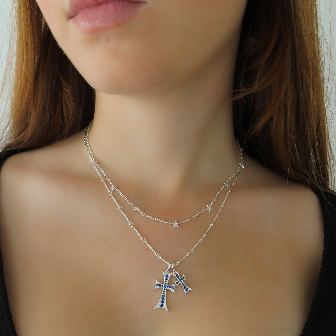 Double cross necklace
