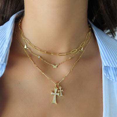 Double cross necklace