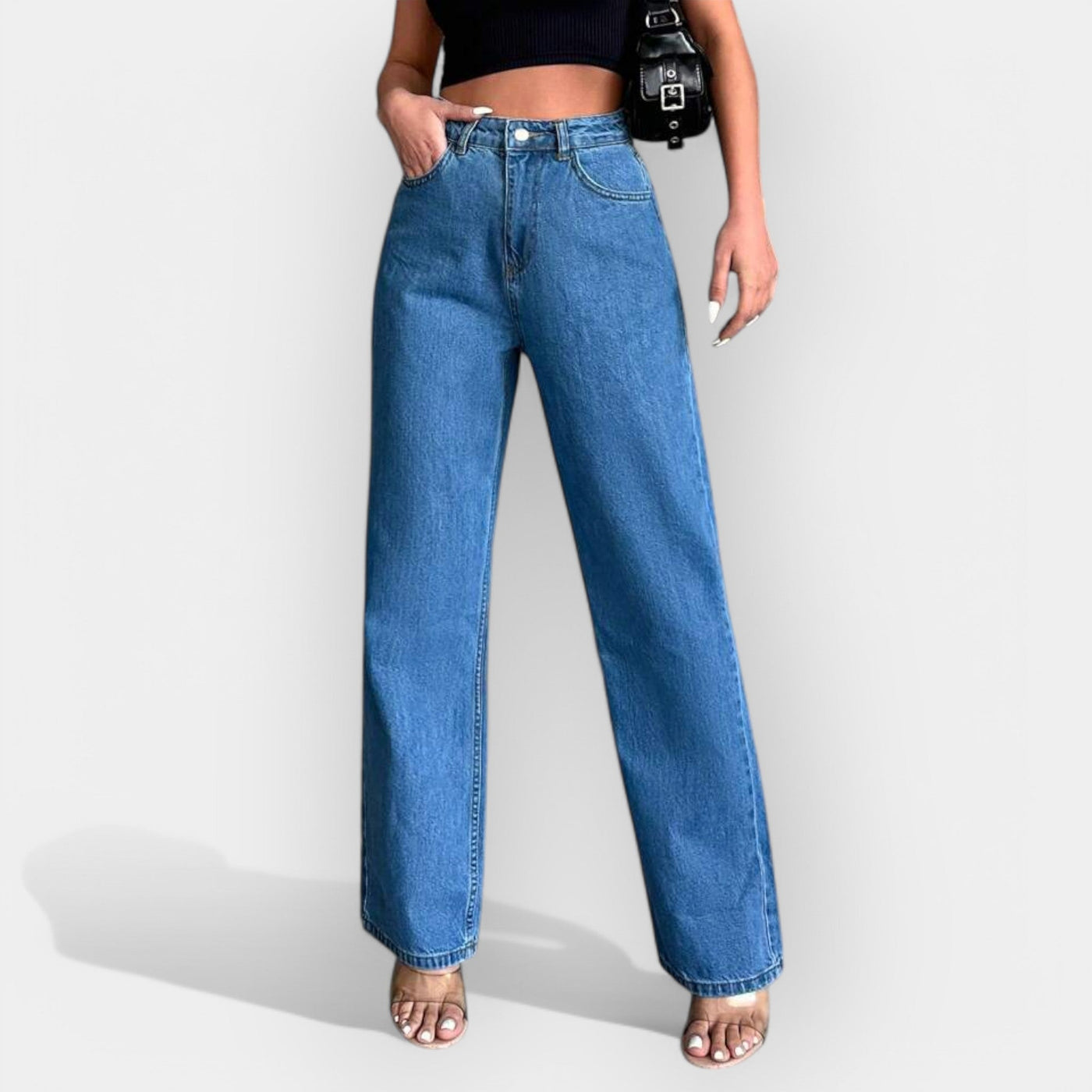 High-waisted wide trousers