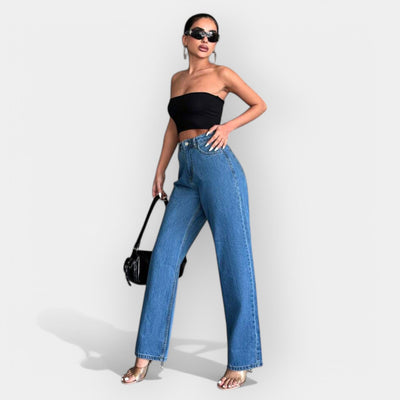 High-waisted wide trousers