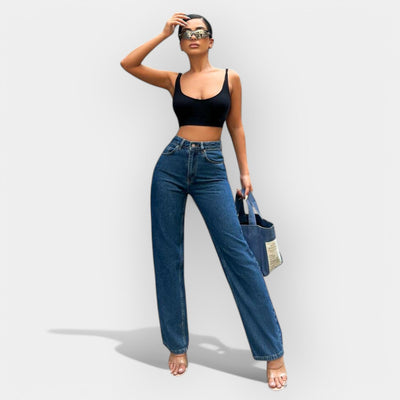 High-waisted wide trousers