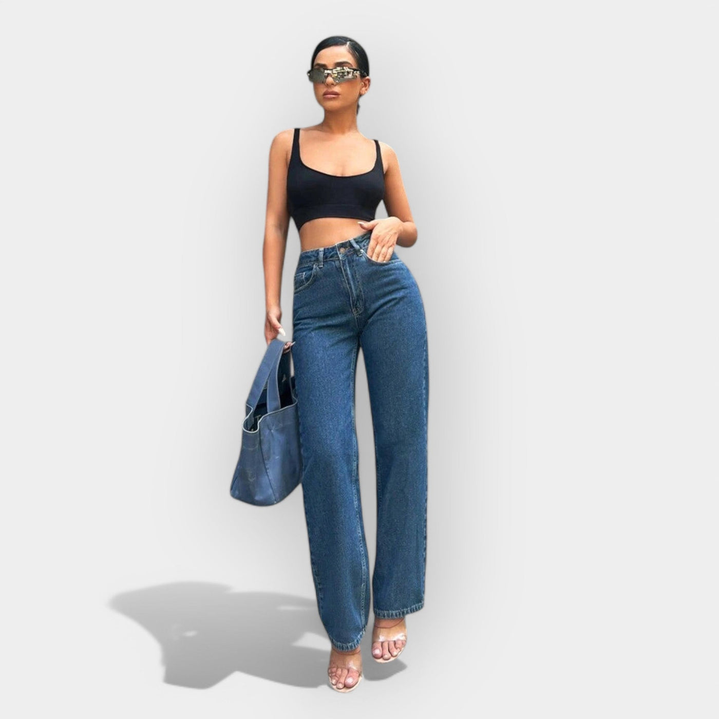 High-waisted wide trousers