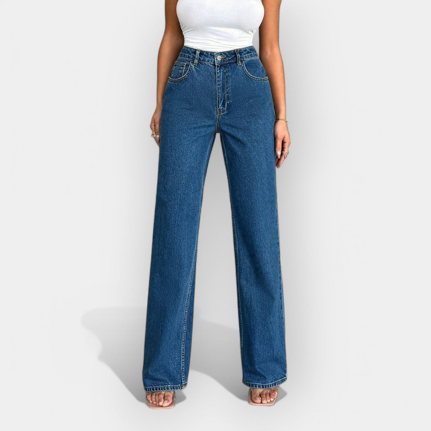 High-waisted wide trousers