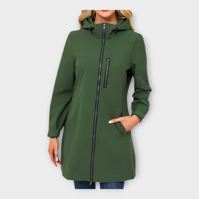 Long waterproof jacket with hood