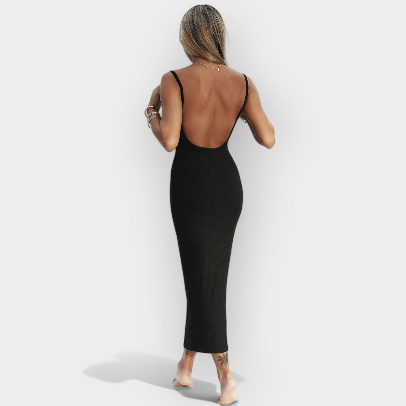 Midi dress with open back